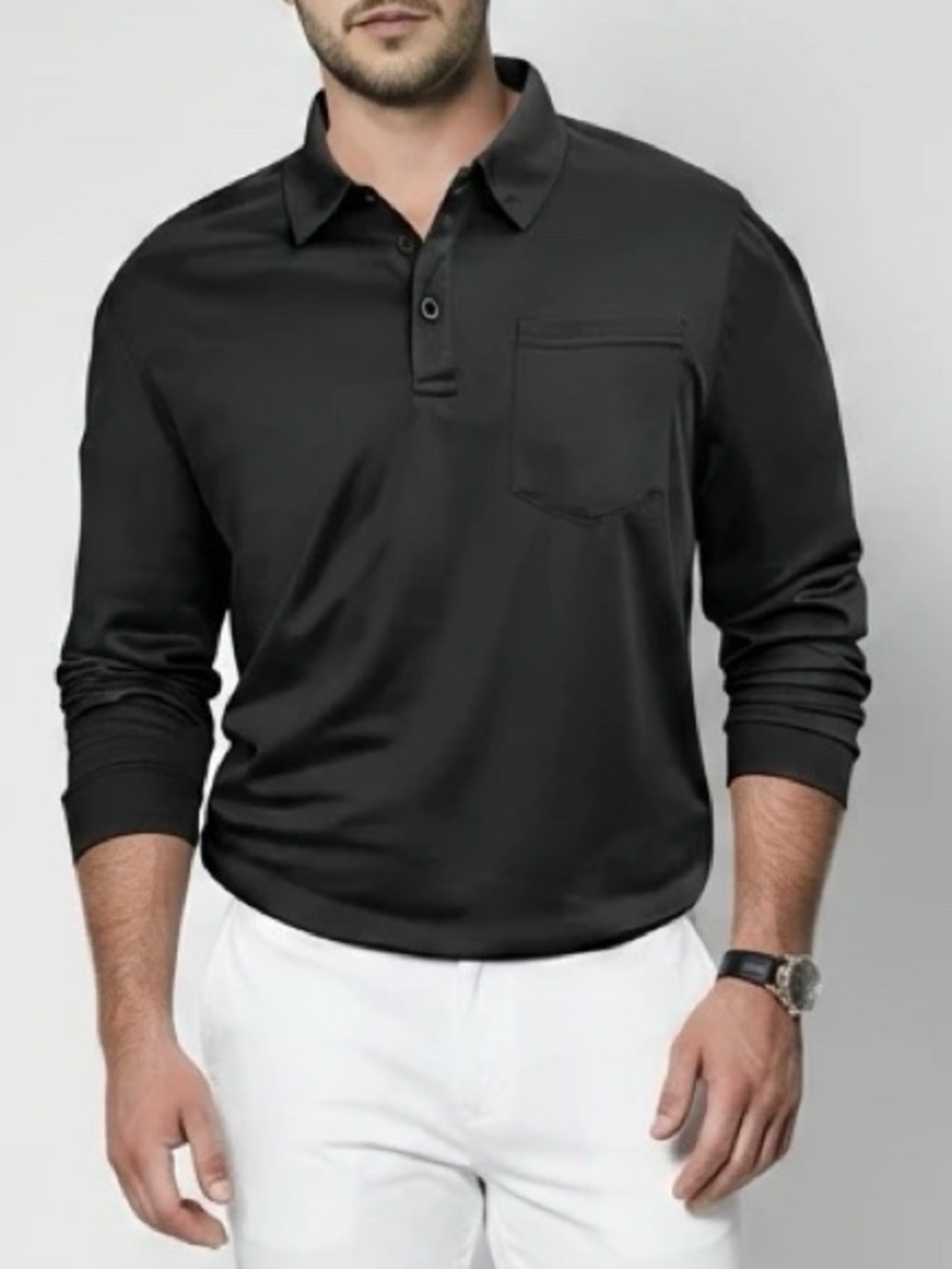 Awareness Kenneth Cole Black Long Sleeve Polo Shirt
